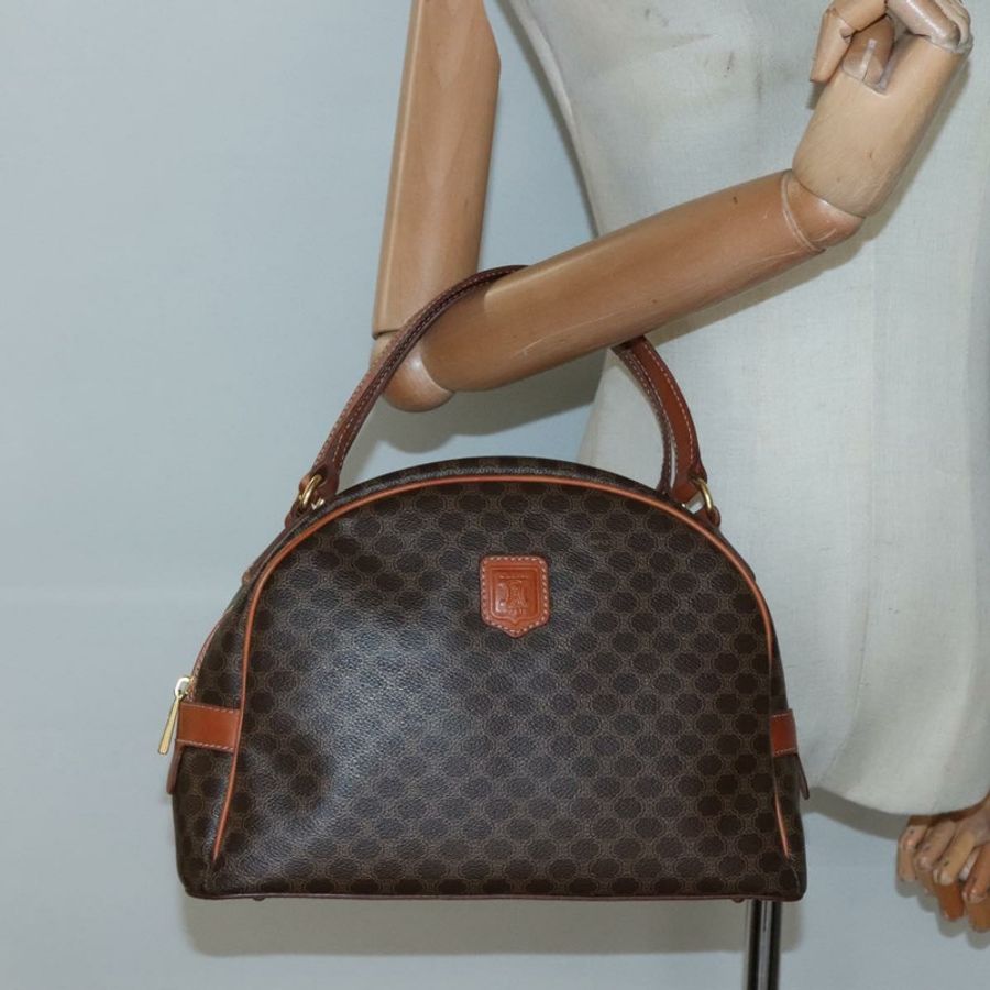 【日本直送】CELINE Macadam帆布手提包 PVC皮革 棕色 金色 正品 ki5919-20