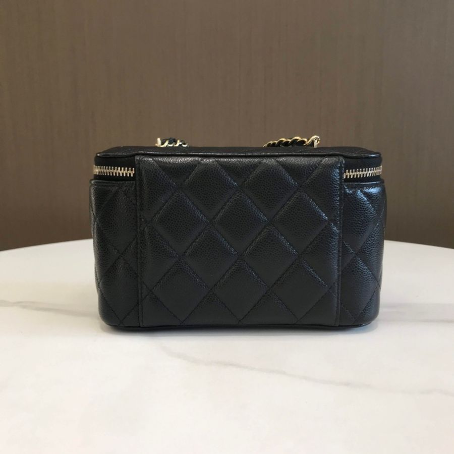 Chanel 香奈兒 芯片23S 荔枝皮盒子包 帶鏡子 淡金扣 底長約16-4