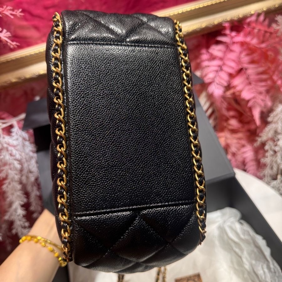 Chanel 荔枝皮黑金水桶包/王吉娜古董精品-5