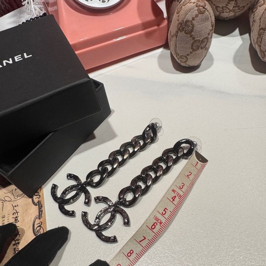 Chanel 長鏈條耳環/大logo/王吉娜古董精品-2