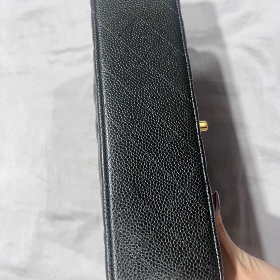 CHANEL CF25 經典口蓋包/黑金荔枝皮/晶片款-10