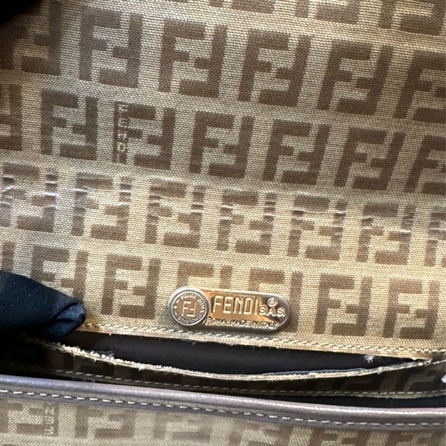 Fendi Brown Zucchino Patent Leather Crossbody Bag-4