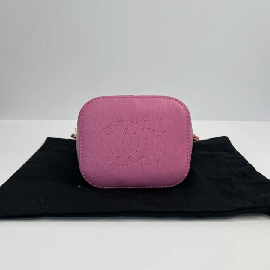 CHANEL drawstring bag紫色金扣水桶包18*21*12 全新閒置配件盒子塵袋保卡-3