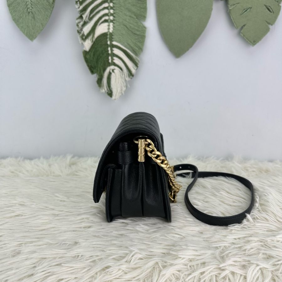 CHANEL 21k 黑金荔枝皮郵差包 晶片款-2