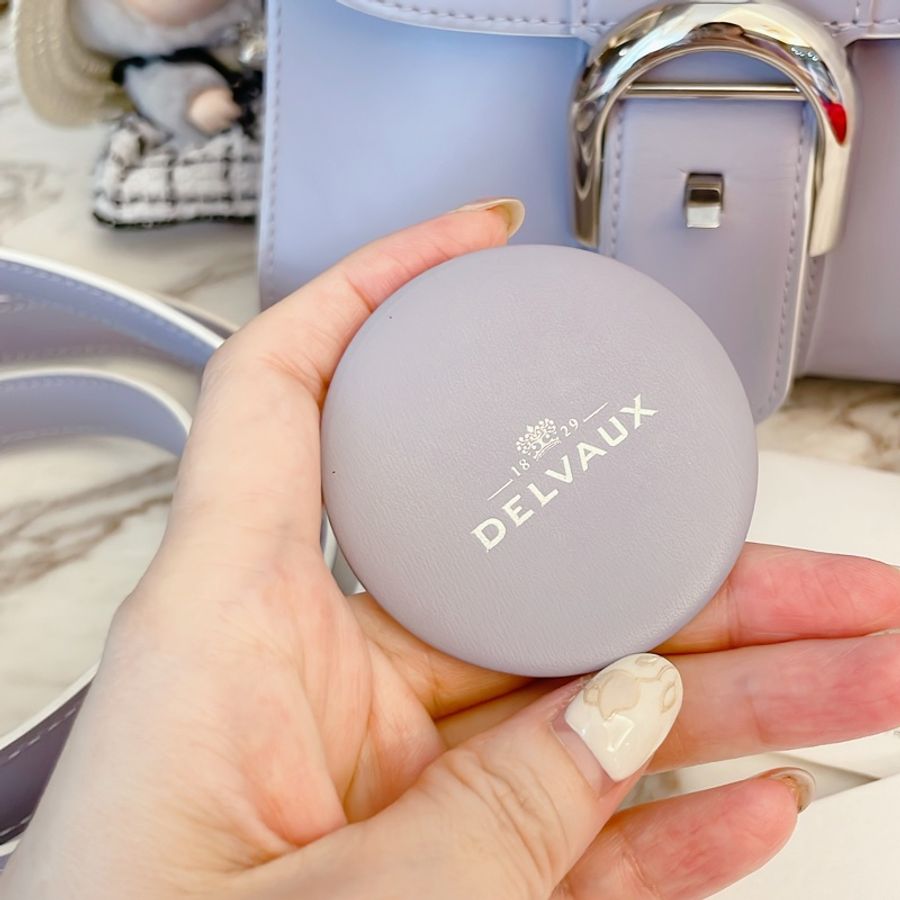 品況好✨ 比利時愛馬仕 Delvaux Brilliant mini 外縫線馬蹄釦水波紋小牛皮手提/斜背包/薰衣草紫-18