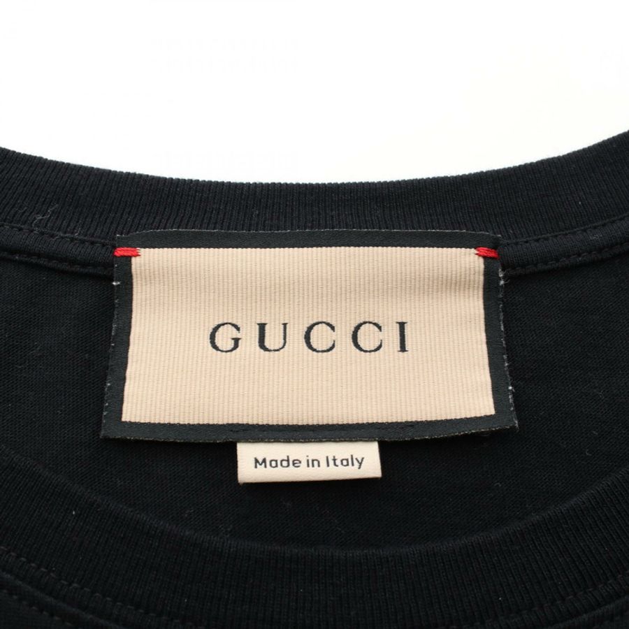 GUCCI 好萊塢大道亮片logo T卹，純棉材質，黑色/粉紅色，二手女款，尺寸#XXS-2