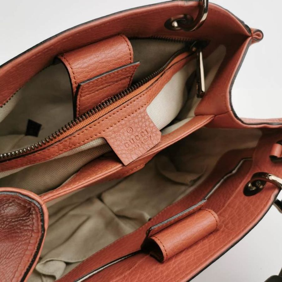 Gucci Miss Bamboo 牛皮 純色 字母 Logo 竹節 手柄 斜背包 單肩包-7