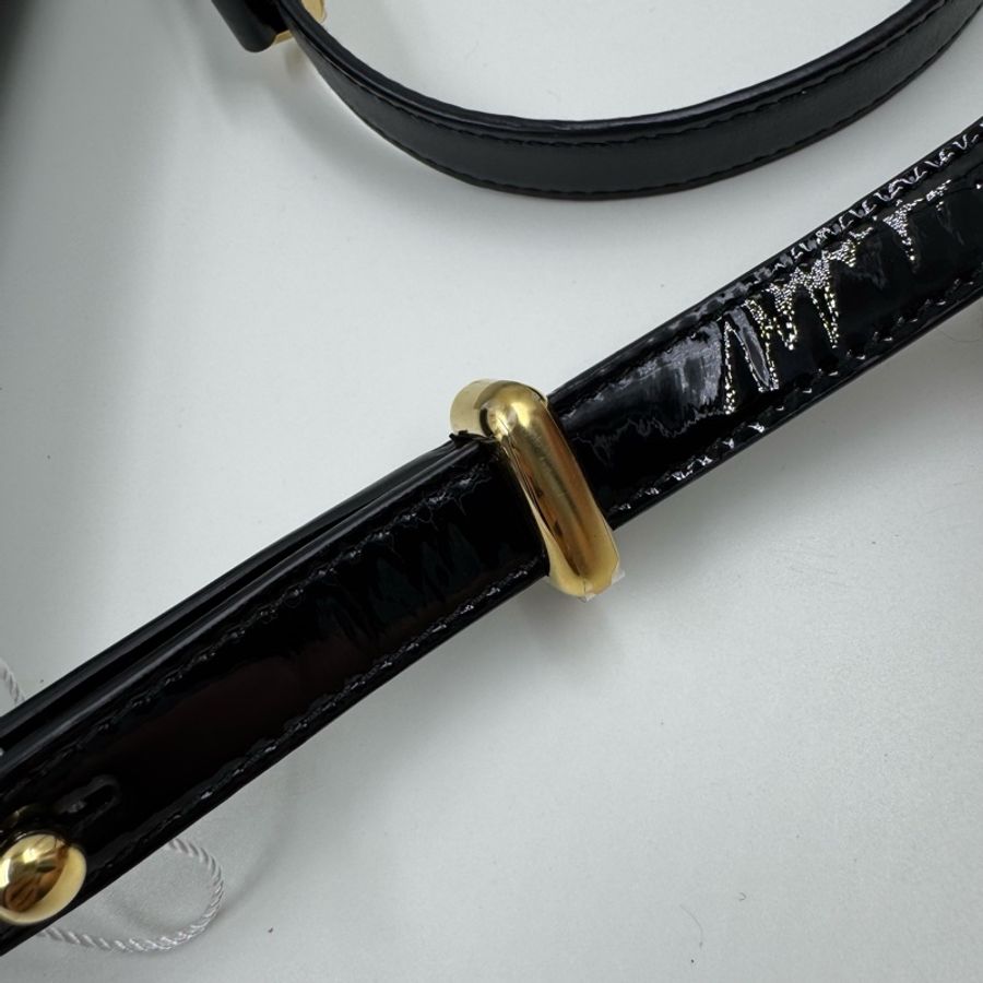Prada / 普拉達 漆皮 單肩斜挎包 黑金-18