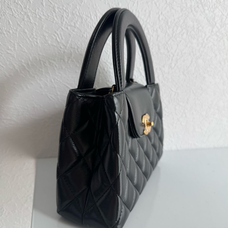 Chanel黑菱格羊皮mini kelly手提兩用包  比專櫃甜😍-2