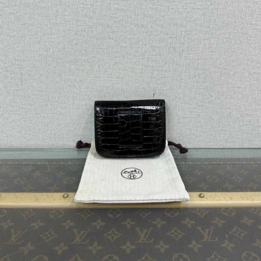 HERMES slim黑金康康鱷魚錢包12.5*10*2 全新閒置配件盒子塵袋-5