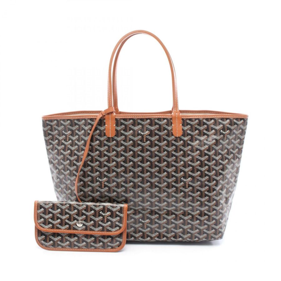 GOYARD Saint Louis PM 手提包 帆布 皮革 黑色 棕色 多色 二手 女士-0