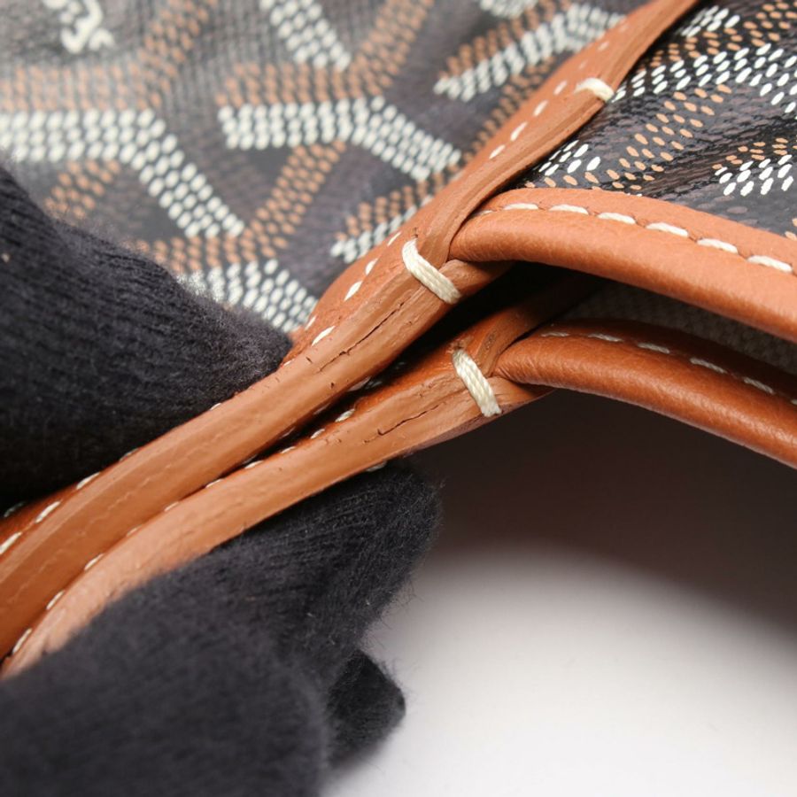 GOYARD Saint Louis PM 手提包 帆布 皮革 黑色 棕色 多色 二手 女士-4