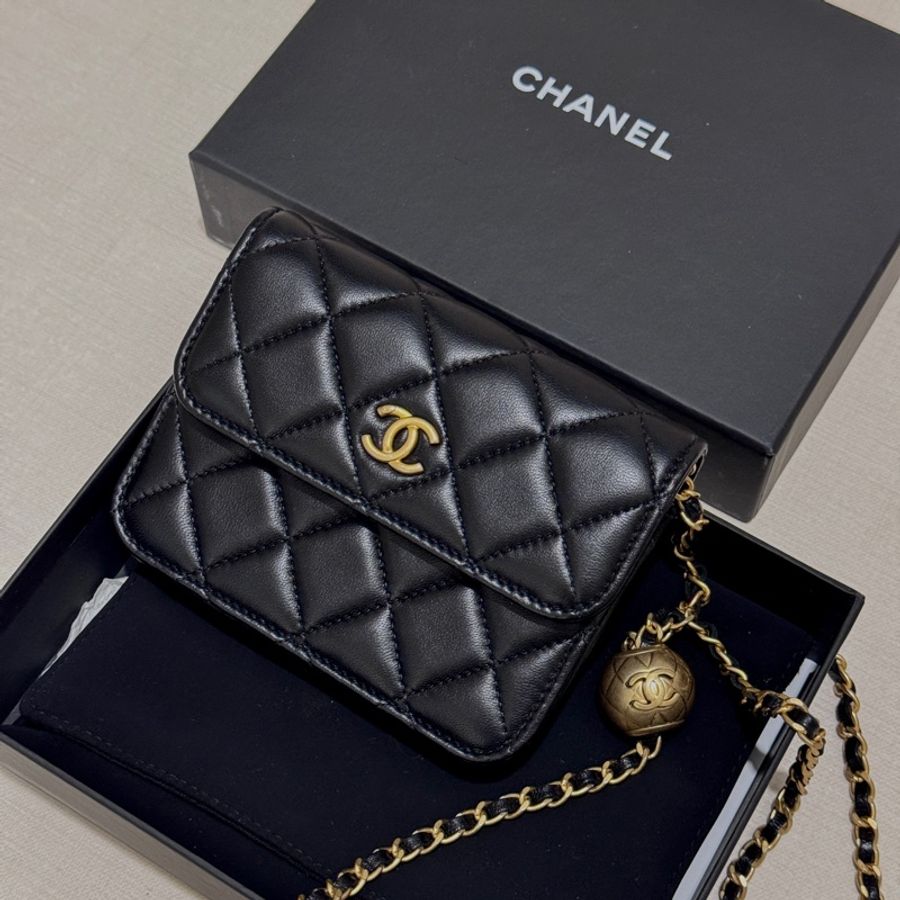 Chanel woc 12cm黑金/金球腰包小廢包-0