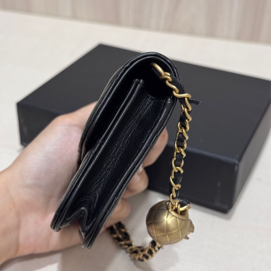 Chanel woc 12cm黑金/金球腰包小廢包-9