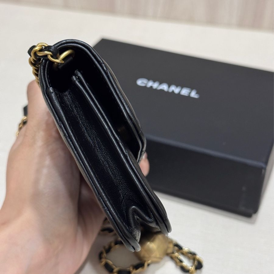 Chanel woc 12cm黑金/金球腰包小廢包-10
