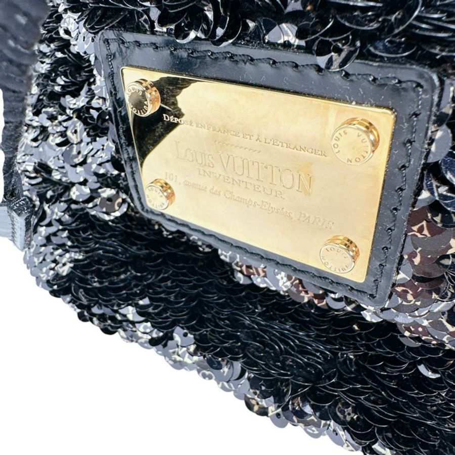 Louis Vuitton Mini No Elococo 抽繩亮片手提包，黑色，M40322-10