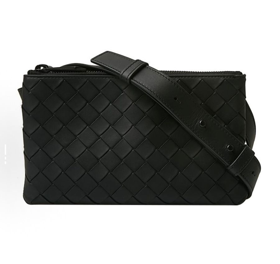 Bottega Veneta 街頭風格純色編織拉鍊 小牛皮 郵差包-2