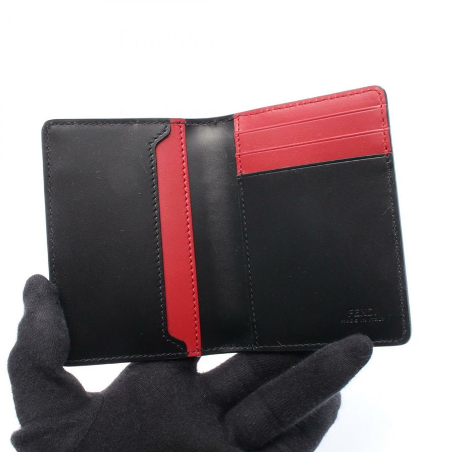 FENDI Shadow Logo 卡包 7M0349AJF4F19KP 皮革 黑色 紅色 全新 男士-2