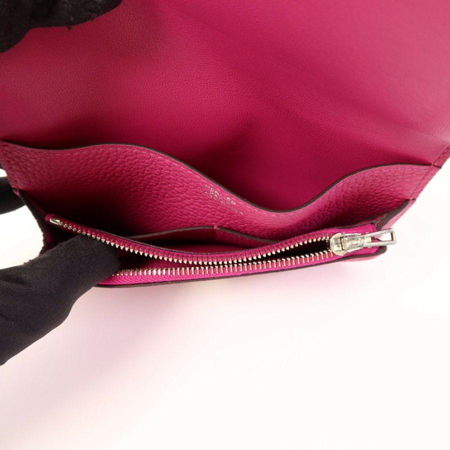 HERMES 【激減優惠】Evercolor皮革Dogon Compact Wallet銀扣錢包-5