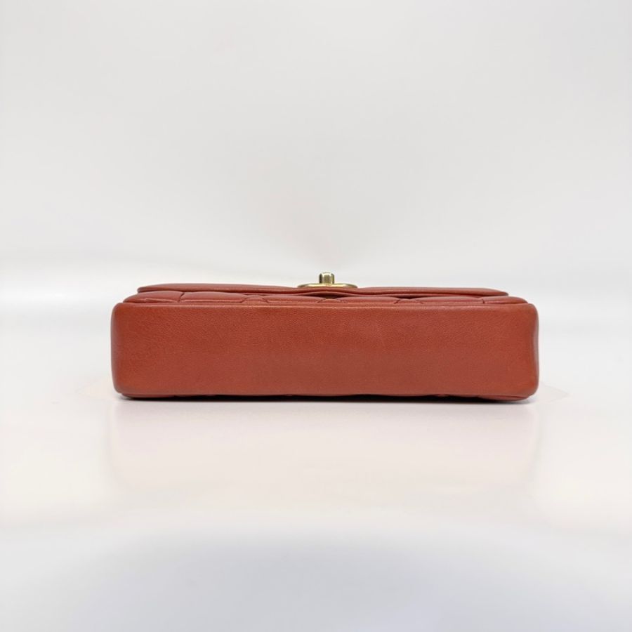 CHANEL磚紅色牛皮金釦Diana肩背包A92734-7