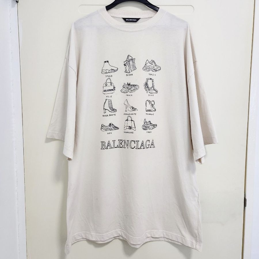 巴黎世家BALENCIAGA 2D線描商品目錄T恤-0