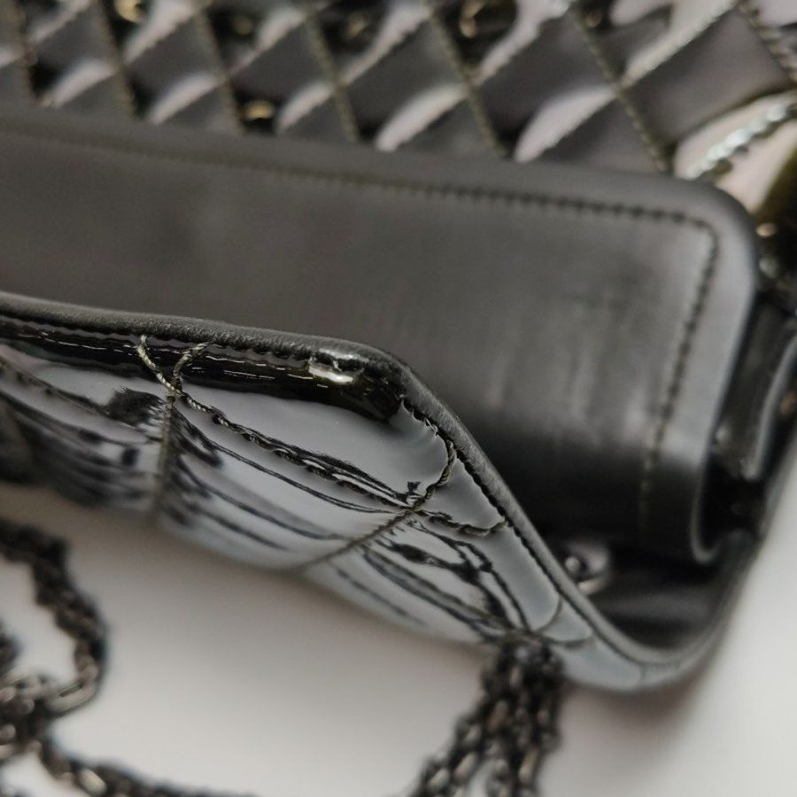 Chanel 2.55 Flag Bag 季節限定款 大號 漆皮 菱格 絎縫 長方形旋扣 單肩包-13
