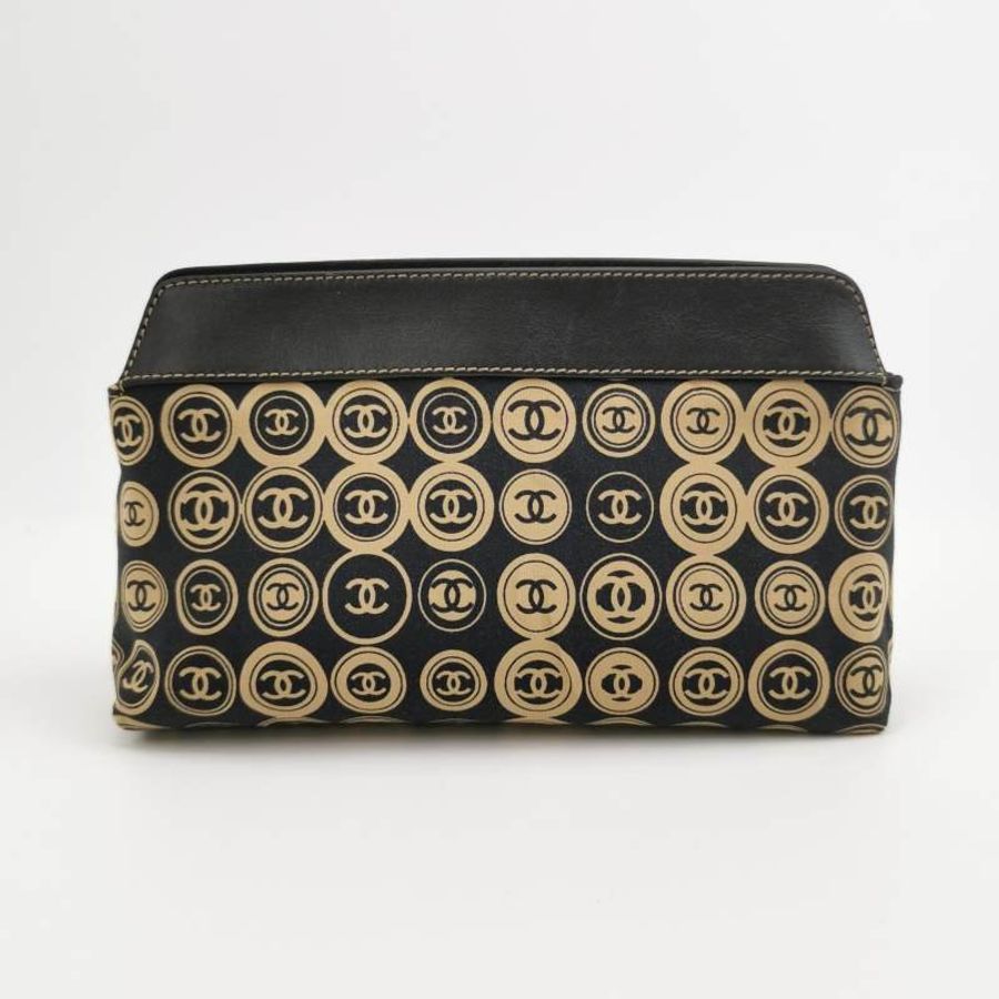 Chanel 牛皮 拼色 雙C Logo 中古 手拿包-3