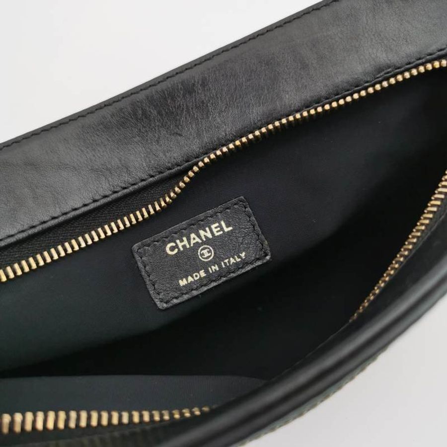 Chanel 牛皮 拼色 雙C Logo 中古 手拿包-6