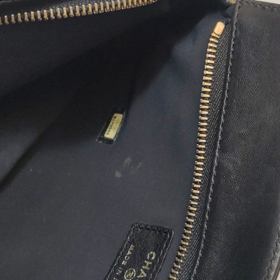 Chanel 牛皮 拼色 雙C Logo 中古 手拿包-9
