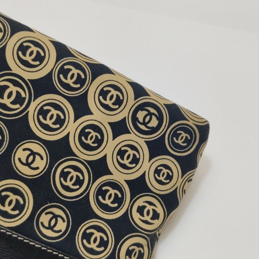 Chanel 牛皮 拼色 雙C Logo 中古 手拿包-10