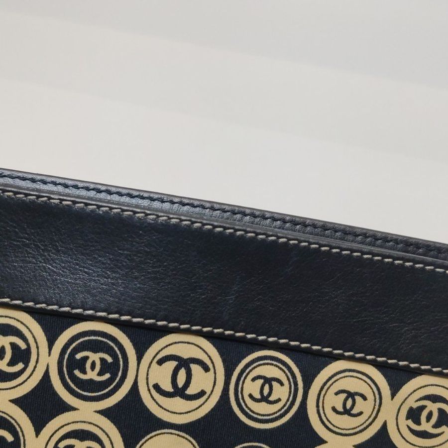 Chanel 牛皮 拼色 雙C Logo 中古 手拿包-13