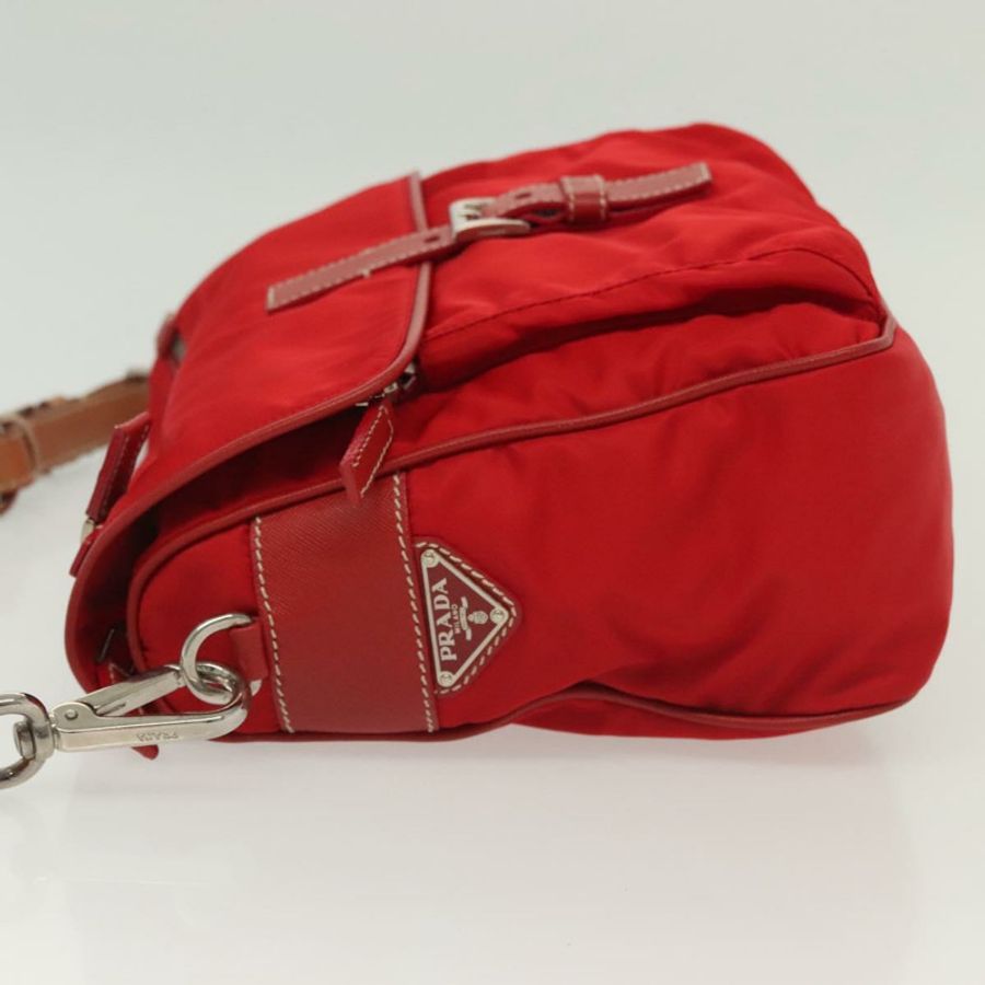 【日本直送】PRADA 單肩包 尼龍皮革 紅色 銀色 正品 138845-3