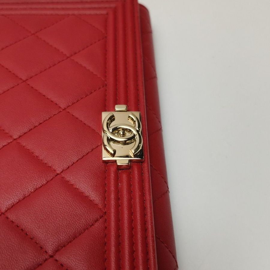 Chanel Boy Bag 羊皮 純色 菱格 方形 雙C 鎖扣 單肩包-14