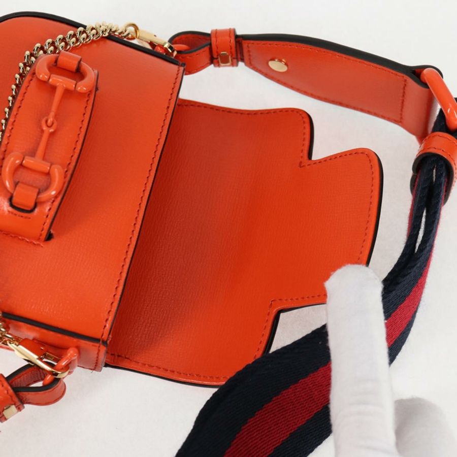 【日本直送】GUCCI Sherry Line 單肩包，皮革材質，橘紅色海軍藍，貨號 726863，正品編號 127887M-8