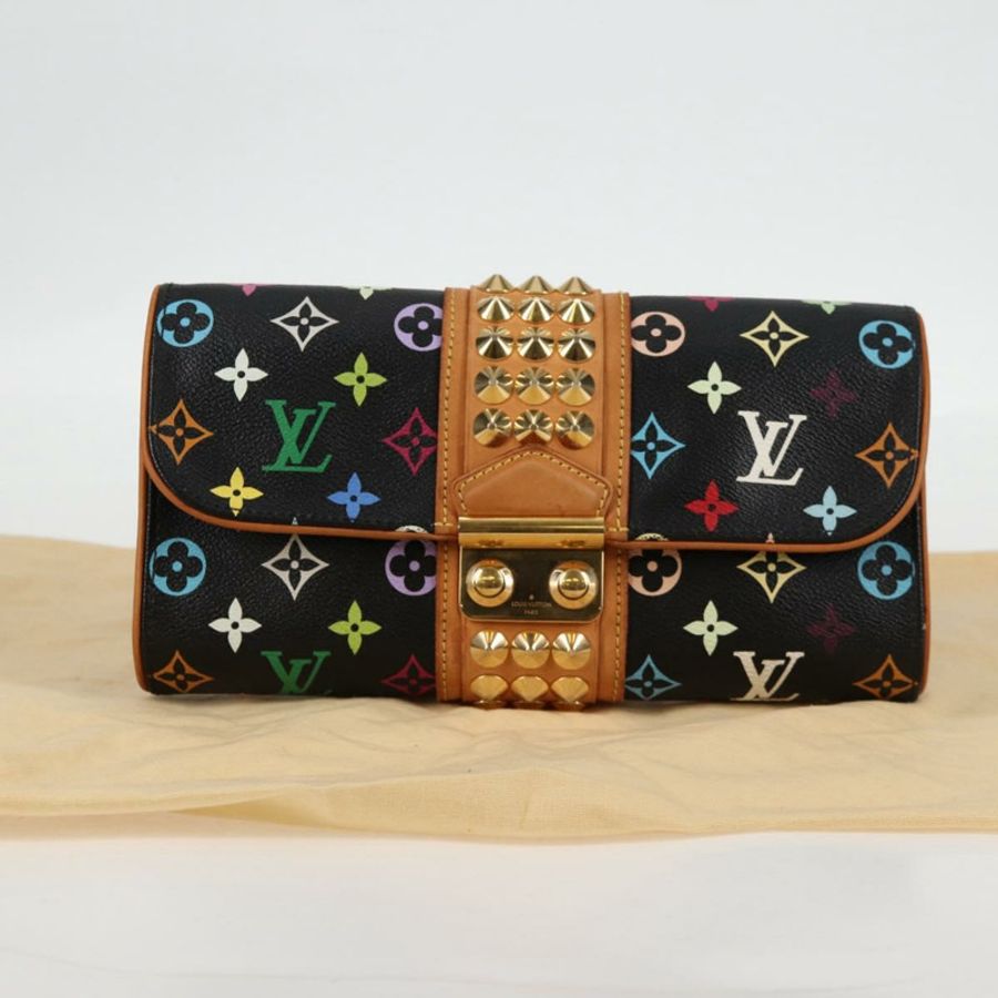 【日本直送】路易威登 Multicolor Pochette Courtney 手拿包 黑色 M45640 正品 128863V-11