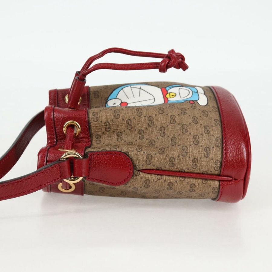 【日本直送】GUCCI Micro GG Supreme Doraemon 聯名手提包 PVC 米色 金色 正品 132450A-2