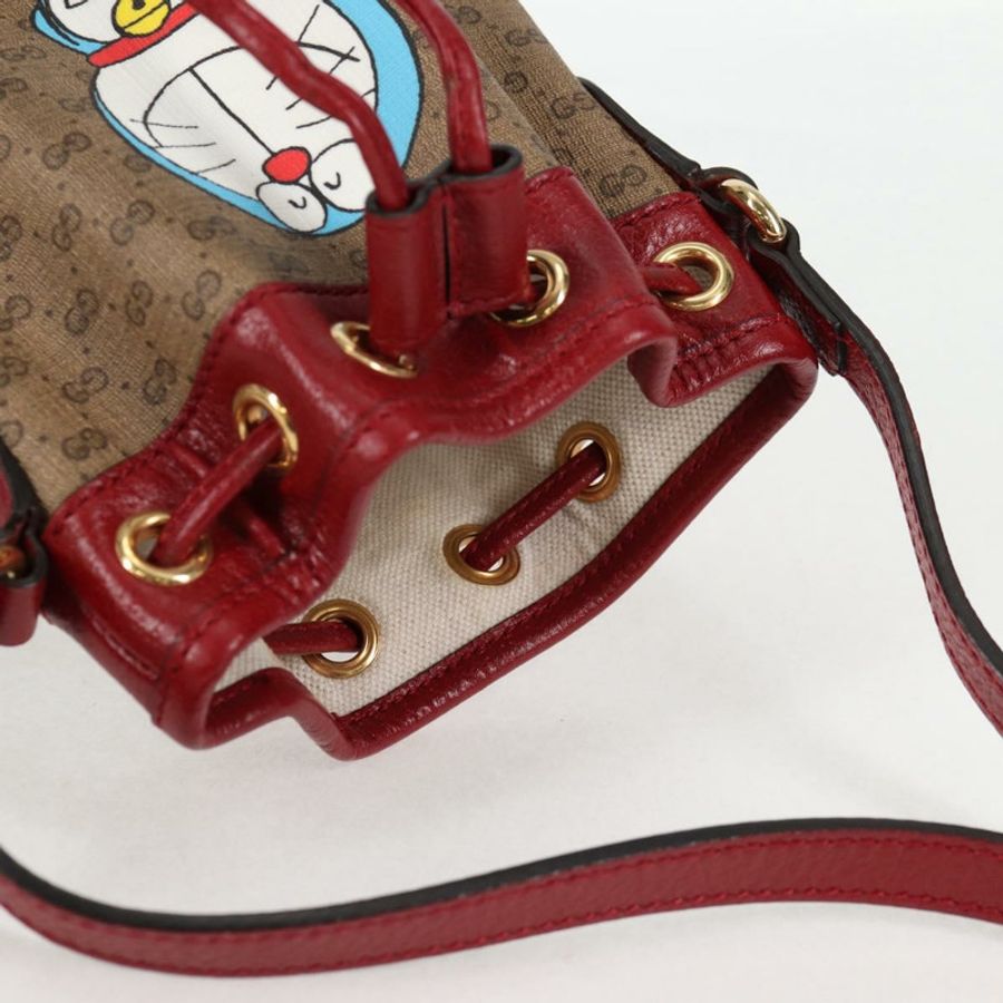 【日本直送】GUCCI Micro GG Supreme Doraemon 聯名手提包 PVC 米色 金色 正品 132450A-5