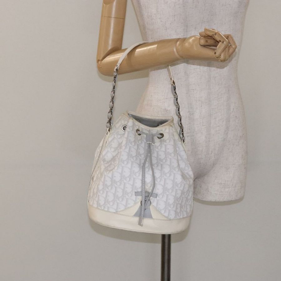 【日本直送】Christian Dior Trotter帆布浪漫單肩包 PVC 白色銀色 正品 133156-21
