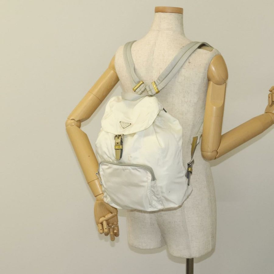 【日本直送】PRADA 雙肩包 尼龍 白色 銀色 正品 134573-27