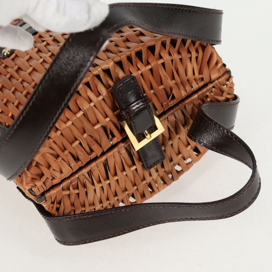 【日本直送】FENDI 草編手提包 拉菲草 棕色 金色 正品 134439V-6