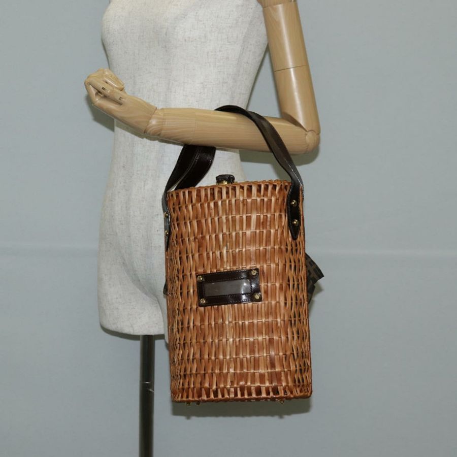 【日本直送】FENDI 草編手提包 拉菲草 棕色 金色 正品 134439V-22