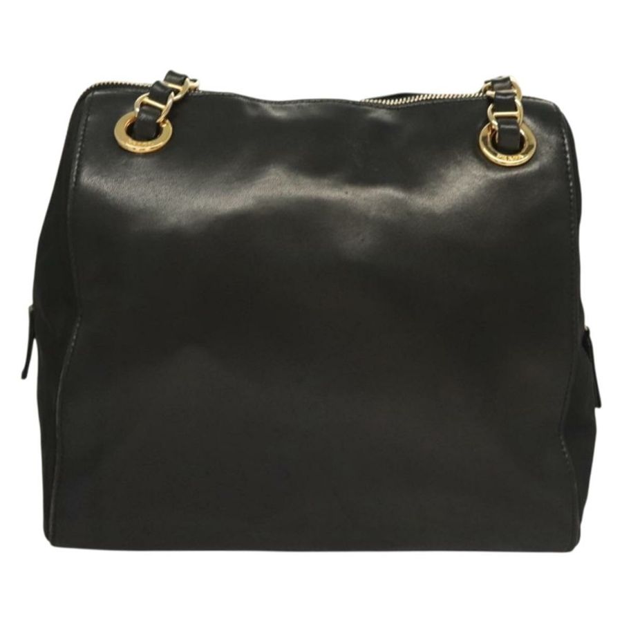 【日本直送】PRADA 鏈條單肩包 皮革 黑色 金色 正品 yk18939-1