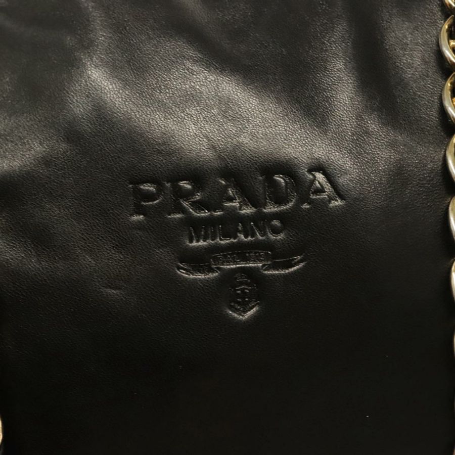 【日本直送】PRADA 鏈條單肩包 皮革 黑色 金色 正品 yk18939-18