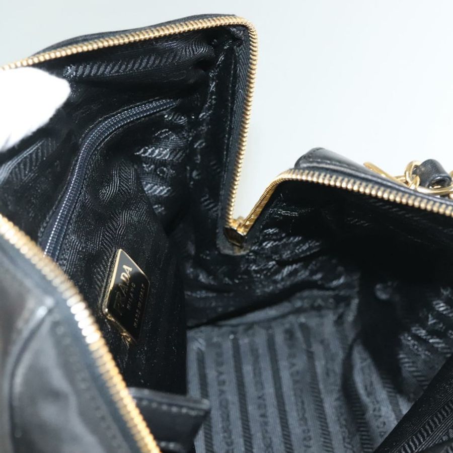 【日本直送】PRADA 鏈條單肩包 皮革 黑色 金色 正品 yk18939-20