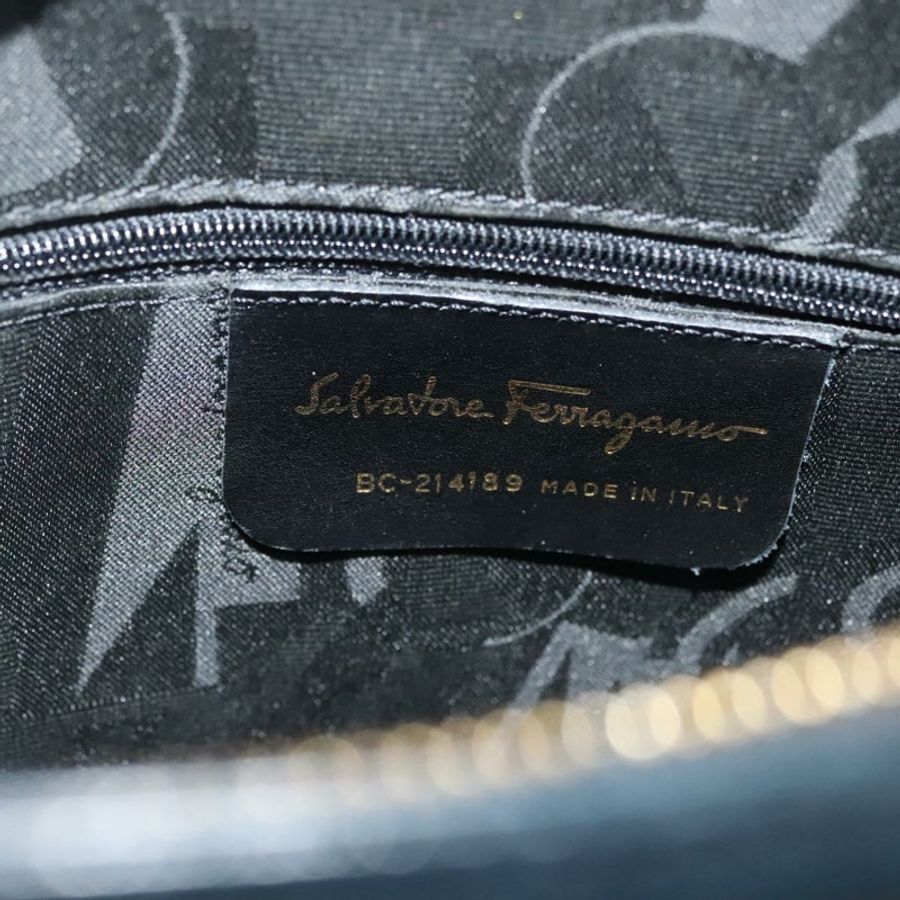 【日本直送】Salvatore Ferragamo Gancini 單肩包 皮革 海軍藍 金色 正品 136108-11