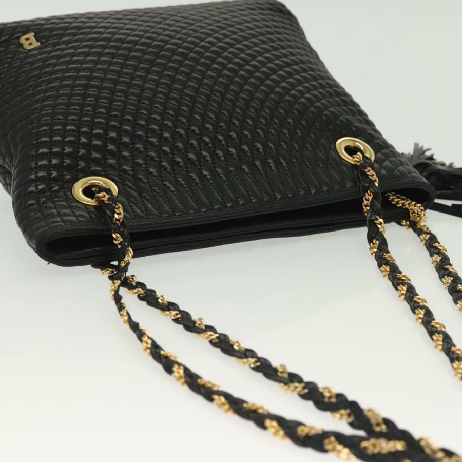 【日本直送】BALLY 絎縫鏈條單肩包 皮革 黑色 金色 正品 133395-5