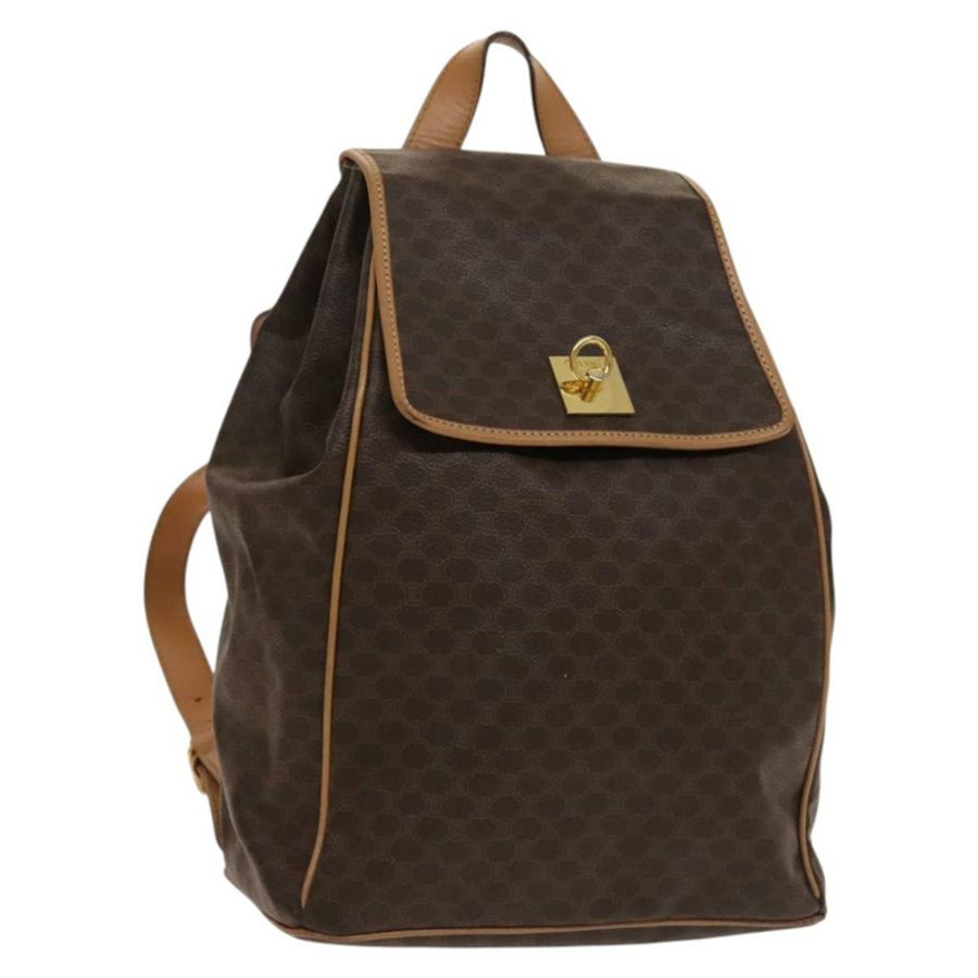 【日本直送】CELINE Macadam帆布雙肩包 PVC皮革 棕色 金色 正品 133422-0