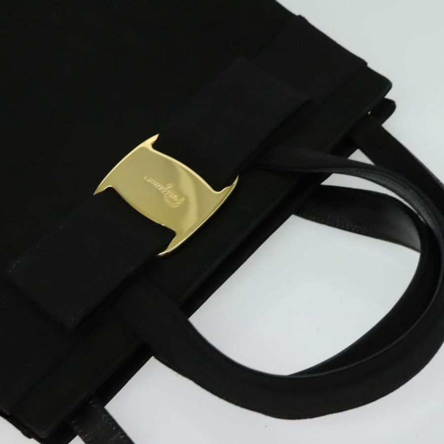 【日本直送】Salvatore Ferragamo 手提包 麂皮 2way 黑色 銀色 Auth 129645-5