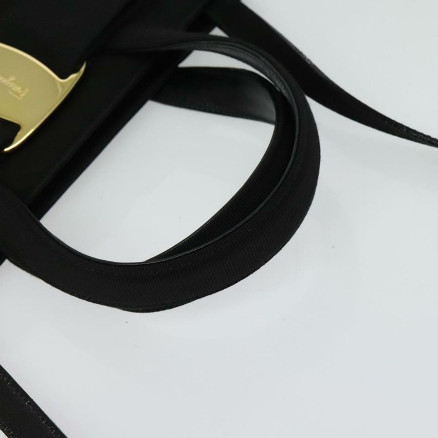 【日本直送】Salvatore Ferragamo 手提包 麂皮 2way 黑色 銀色 Auth 129645-6