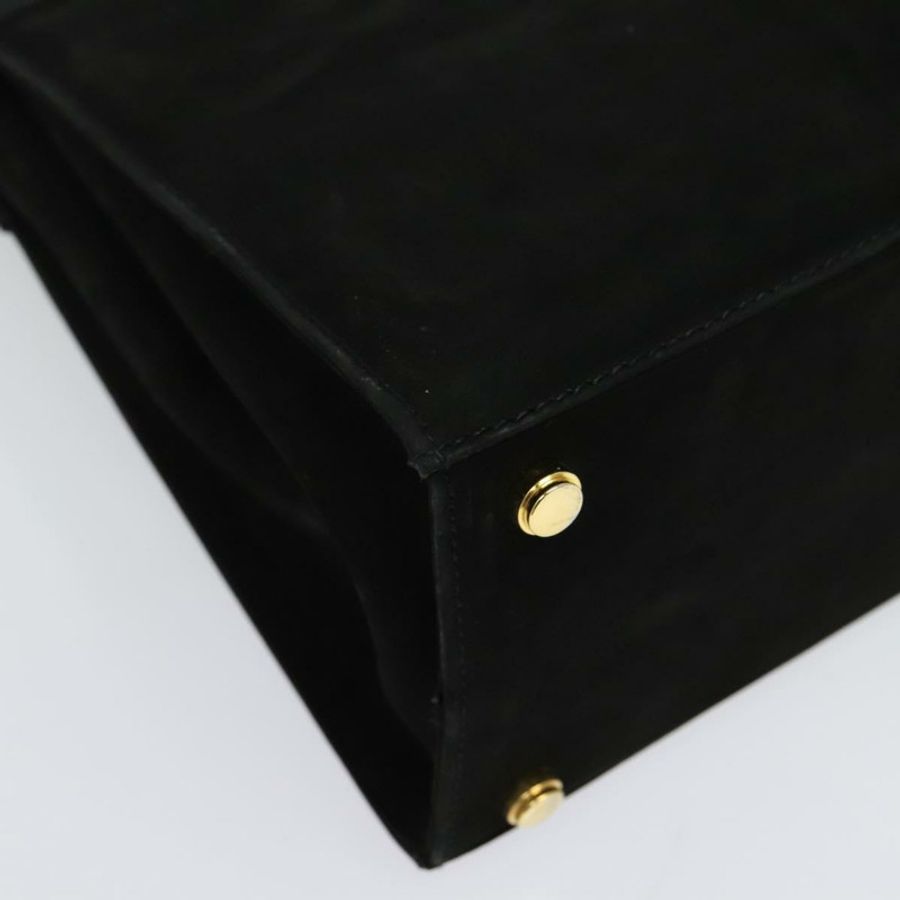 【日本直送】Salvatore Ferragamo 手提包 麂皮 2way 黑色 銀色 Auth 129645-16